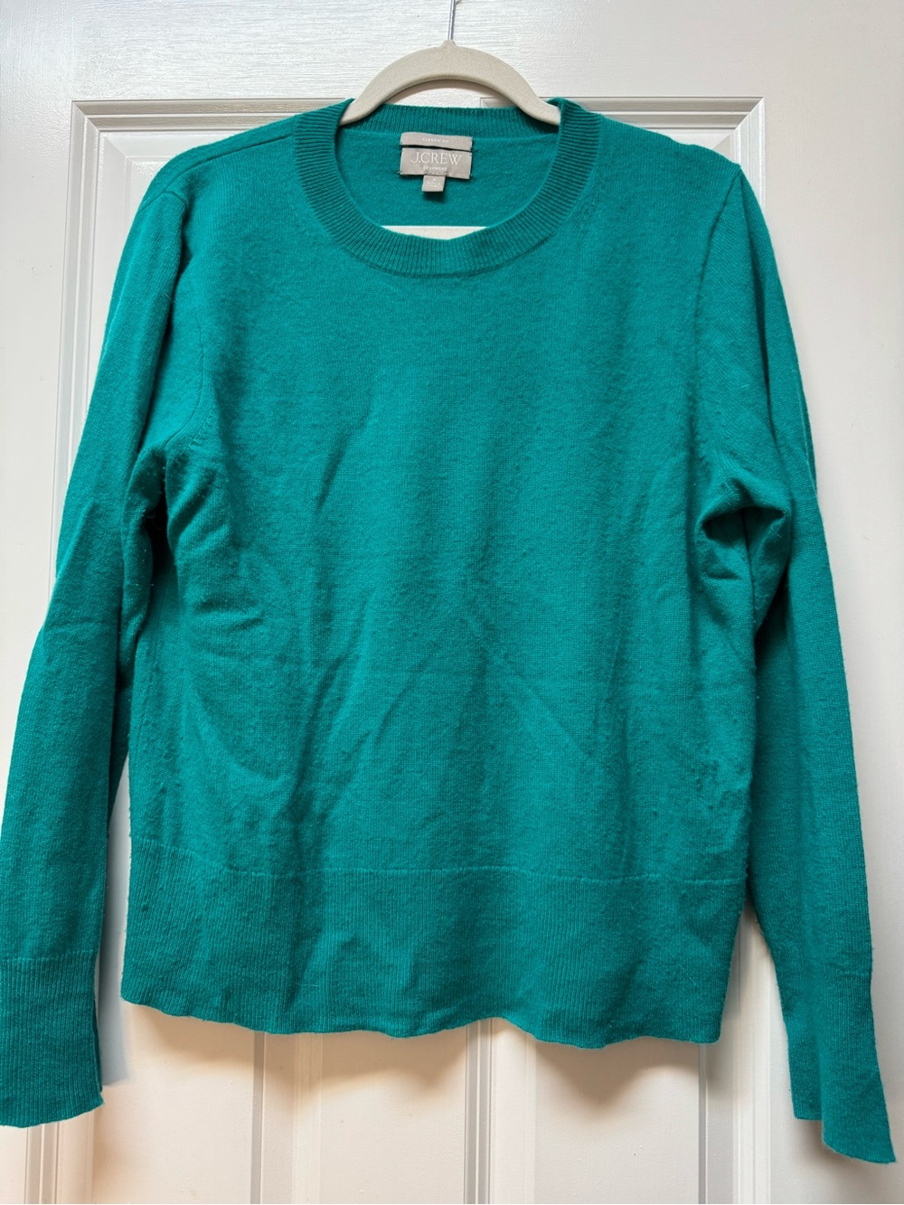 J Crew classic fit teal cashmere sweater